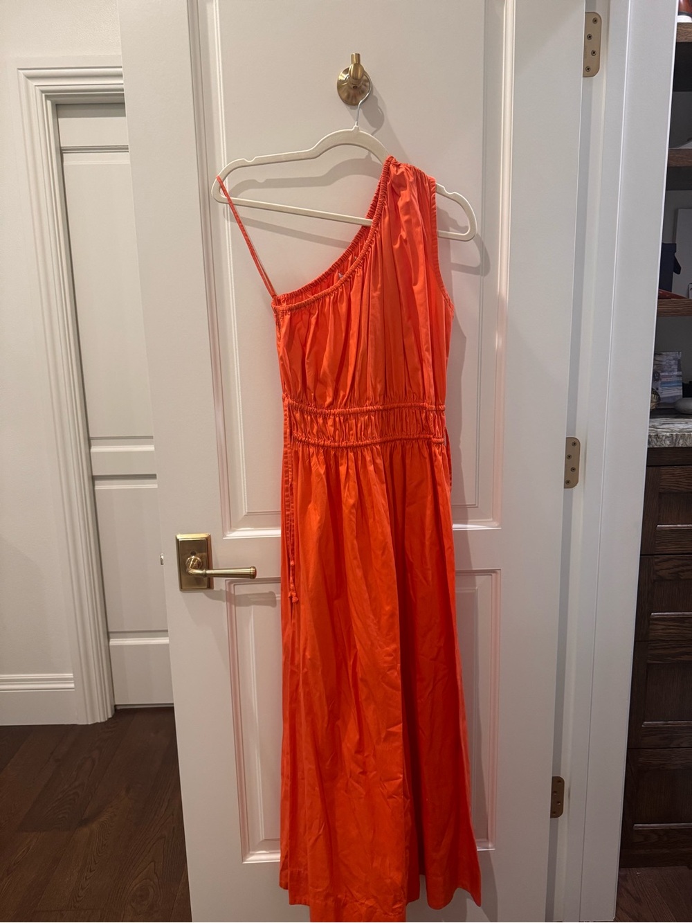 Faithfull the Brand One-Shoulder Bright Orange Maxi Dress
